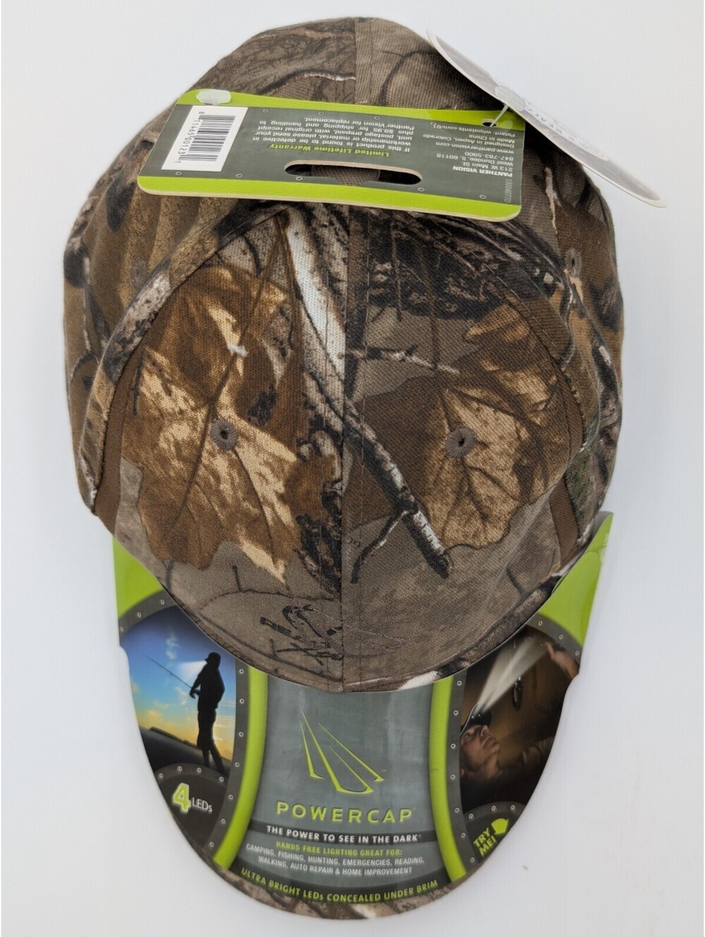 PowerCap 2510 Realtree Camo LED Lighted Hat 4 LED Hunting Fishing NWT
